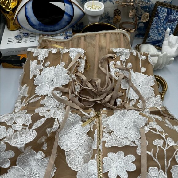 🆕 BRONX & BANCO 🧿 NWOT Jasmine Maraya White Mini Dress - Sz L / US 8 - Picture 15 of 16